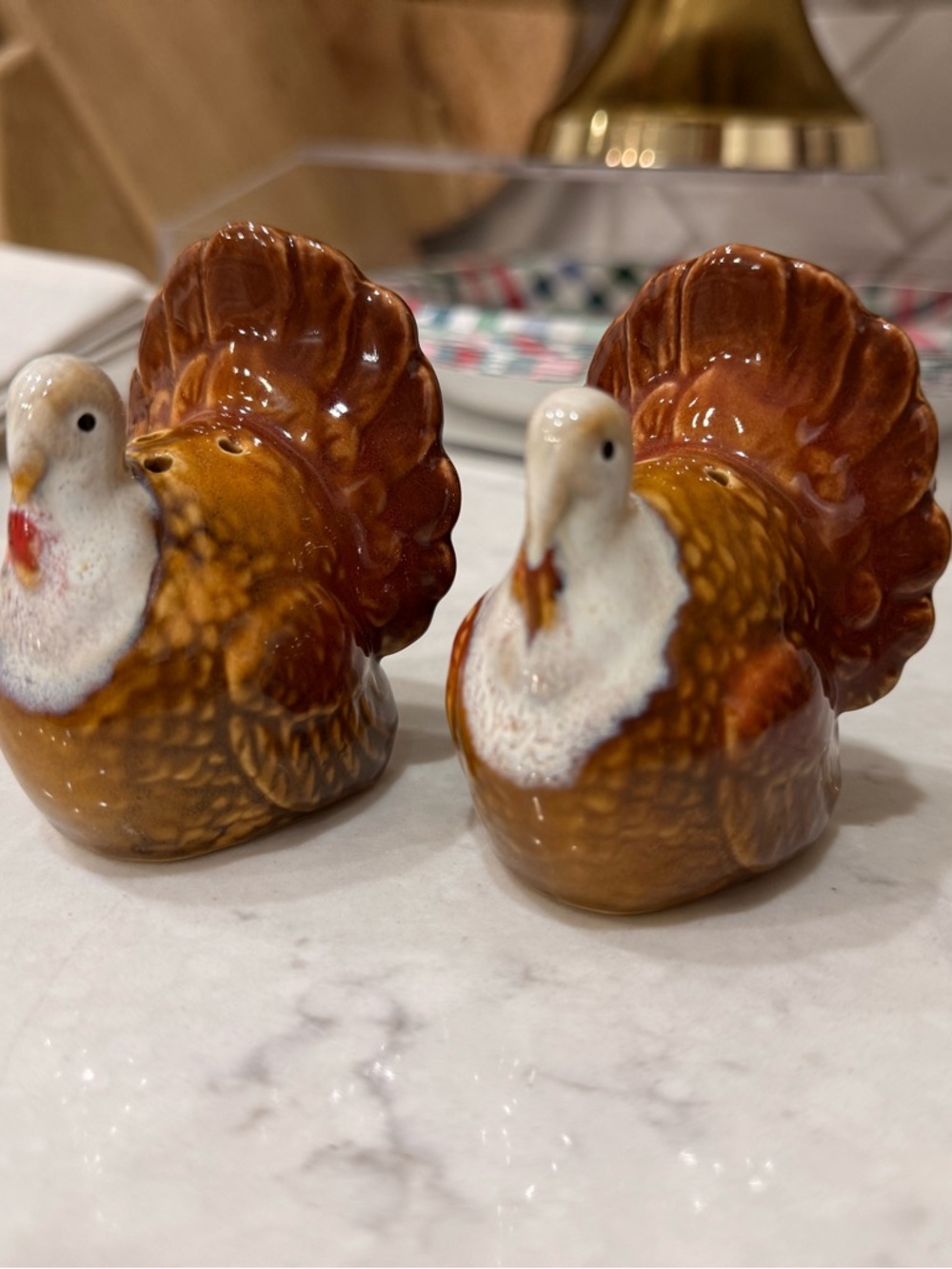 Whimsical Ceramic Turkey Salt and Pepper Shaker Set Vintage Thanksgiving - Picture 6 of 6